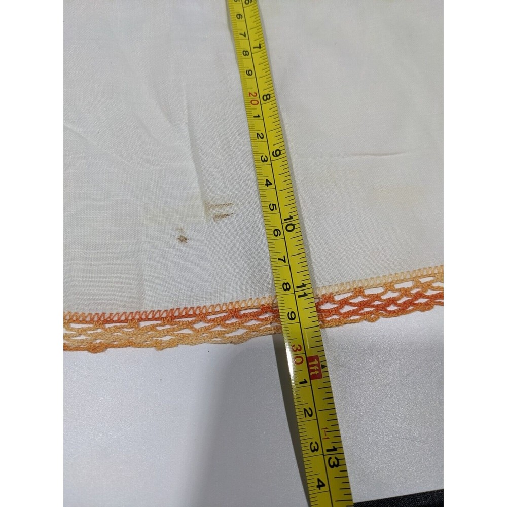 Vintage Handkerchief Hanky Peach Orange Crochet Border Pocket Scarf Ombre - Picture 8 of 9